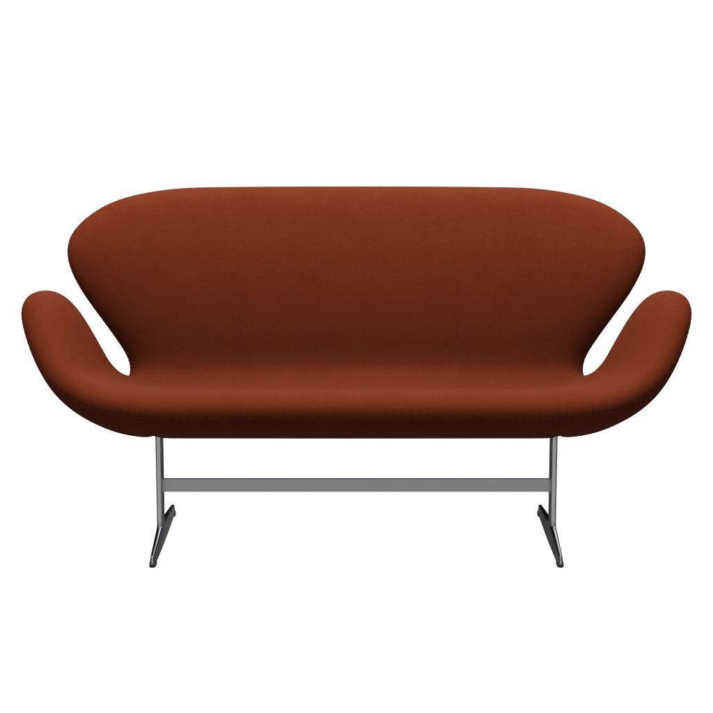 Fritz Hansen Swan Sofa 2 Seater, Satin Brushed Aluminium/Comfort Dark Red (61018)