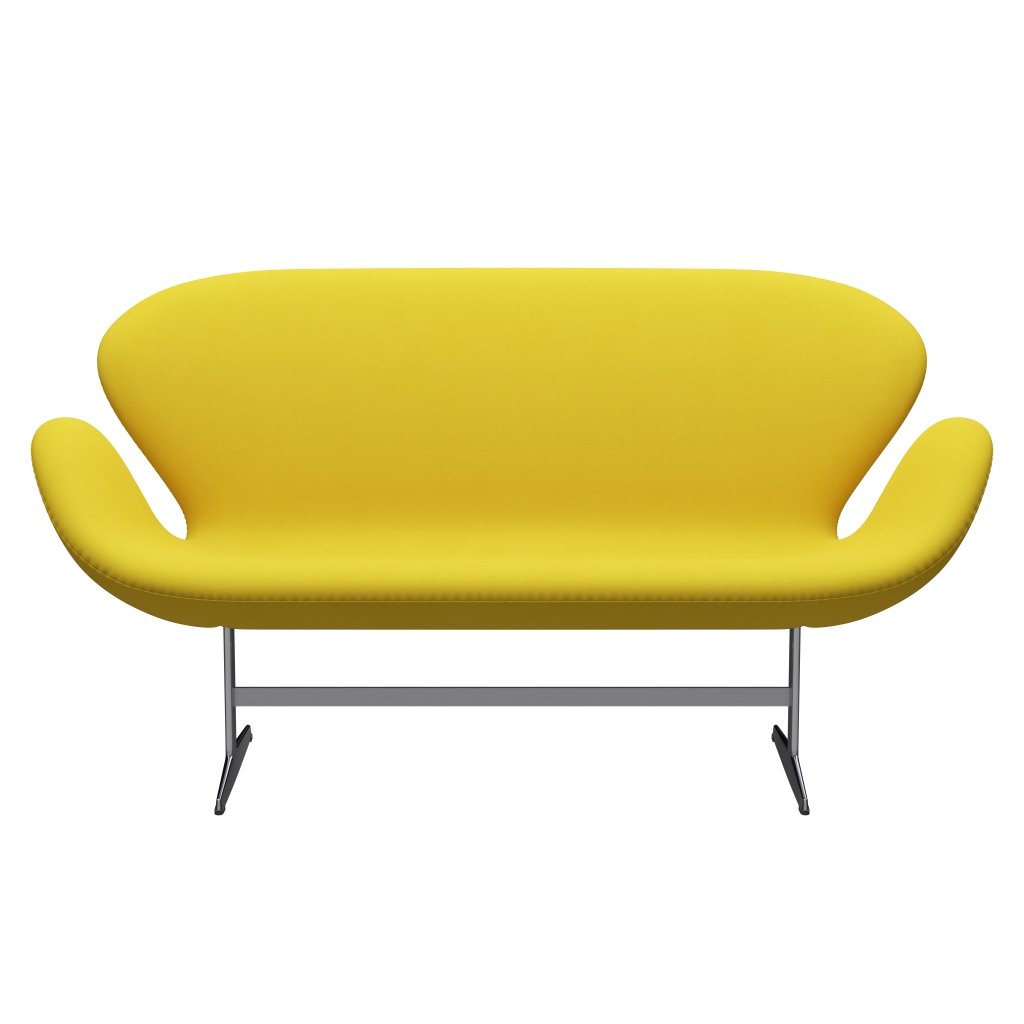 Fritz Hansen Canapé de cygne 2 places, aluminium brossé en satin / confort jaune (62003)