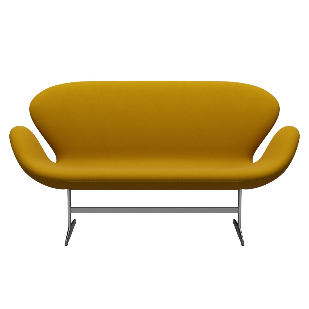 Fritz Hansen Swan Sofa 2 -zits, satijnen geborsteld aluminium/comfort geel (62004)