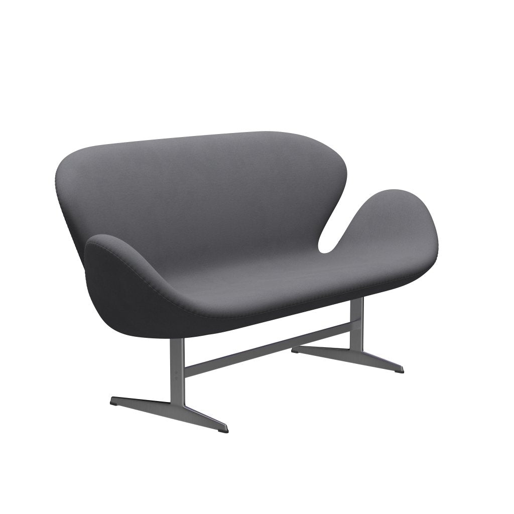 Fritz Hansen Canapé de cygne 2 places, aluminium brossé en satin / gris confort (01012)