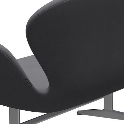 Fritz Hansen Canapé de cygne 2 places, aluminium brossé en satin / gris confort (01012)