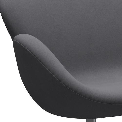 Fritz Hansen Swan Sofa 2-Sitzer, Satiniertes gebürstetes Aluminium/Komfort Grau (01012)