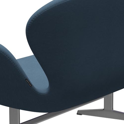 Fritz Hansen Swan Sofa 2-Sitzer, Satiniertes gebürstetes Aluminium/Komfort Grau (01160)