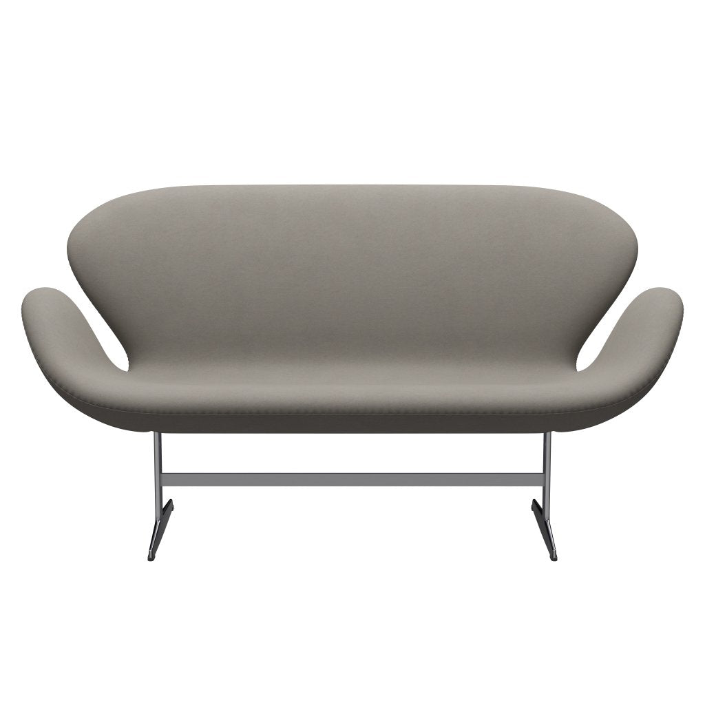 Fritz Hansen Swan Sofa 2-Sitzer, Satiniertes gebürstetes Aluminium/Komfort Grau (60003)