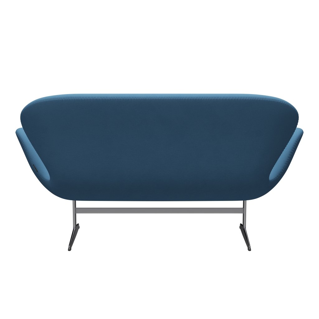 Fritz Hansen Swan Sofa 2-Sitzer, Satiniertes gebürstetes Aluminium/Komfort Hellblau (01124)