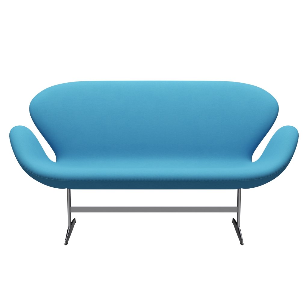 Fritz Hansen Swan Sofa 2 -zits, satijnen geborsteld aluminium/comfortlichtblauw (66010)