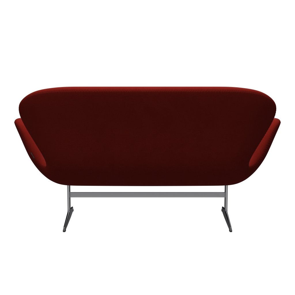 Fritz Hansen Swan Sofa 2 Seater, Satin Brushed Aluminium/Comfort Rust Red (00028)