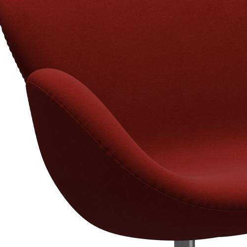 Fritz Hansen Canapé de cygne 2 places, aluminium brossé en satin / confort rouge rouille (00028)