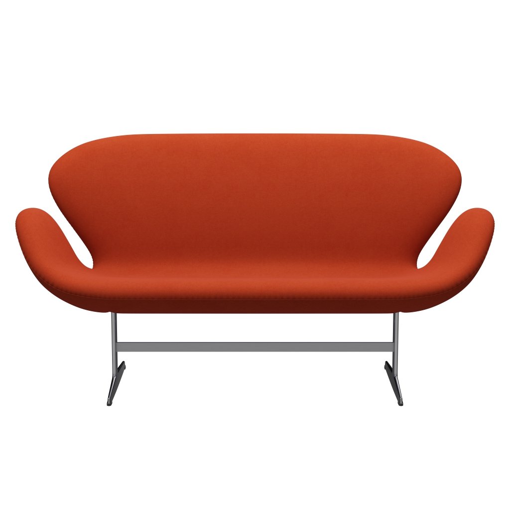 Fritz Hansen Swan Sofa 2 -sæder, satin børstet aluminium/komfort Rust Red (09055)