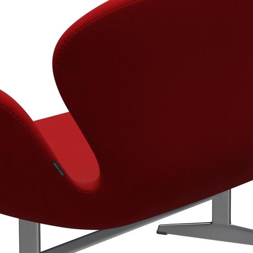 Fritz Hansen Canapé de cygne 2 places, aluminium brossé en satin / confort rouge (01414)