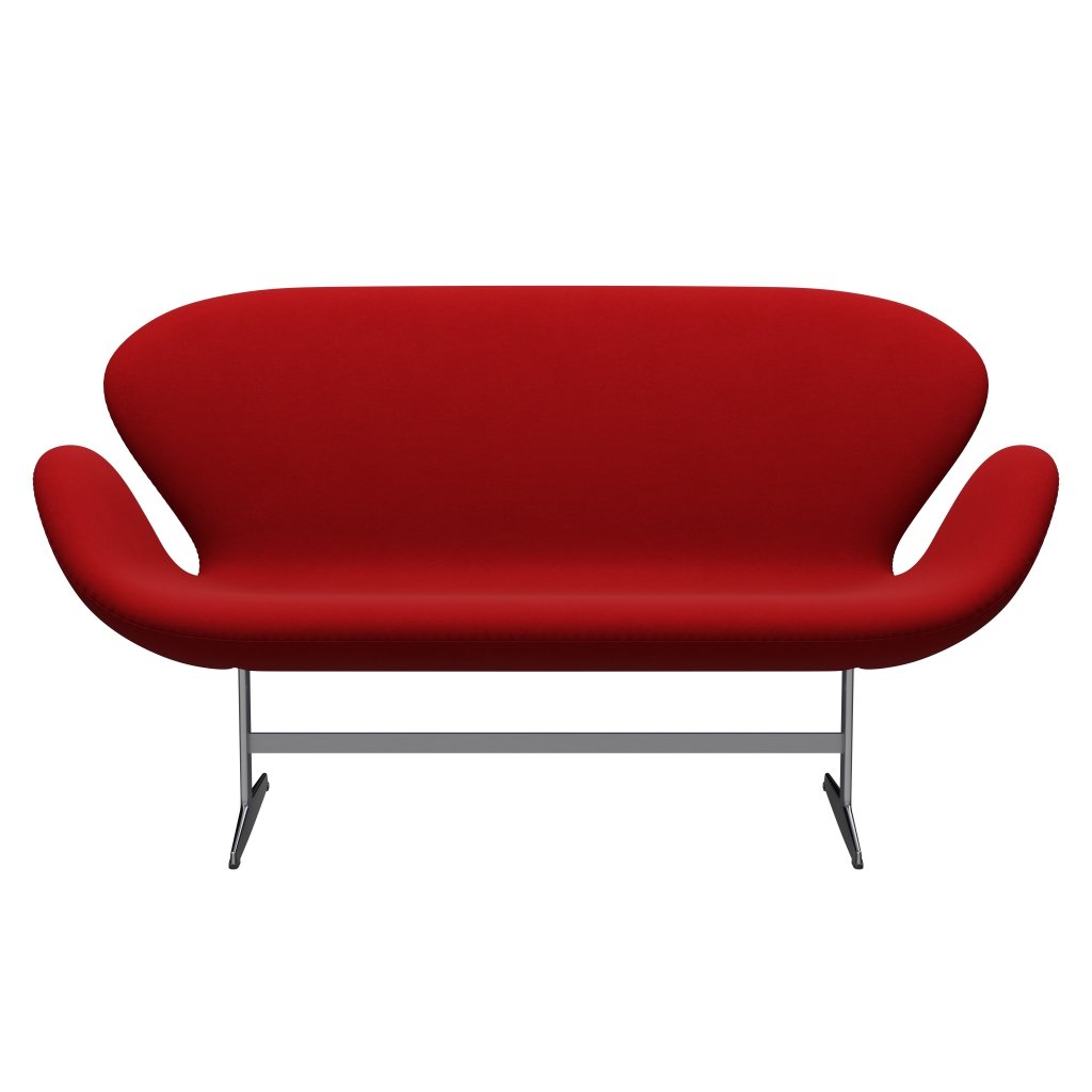 Fritz Hansen Swan Sofa 2 Seater, Satin Brushed Aluminium/Comfort Red (01414)