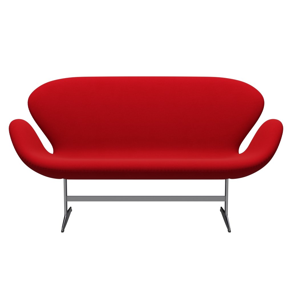 Fritz Hansen Canapé de cygne 2 places, aluminium brossé en satin / confort rouge (64013)