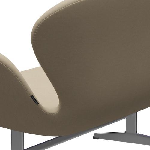 Fritz Hansen Swan divano 2 posti, luce di sabbia in alluminio/comfort di satinia (61002)