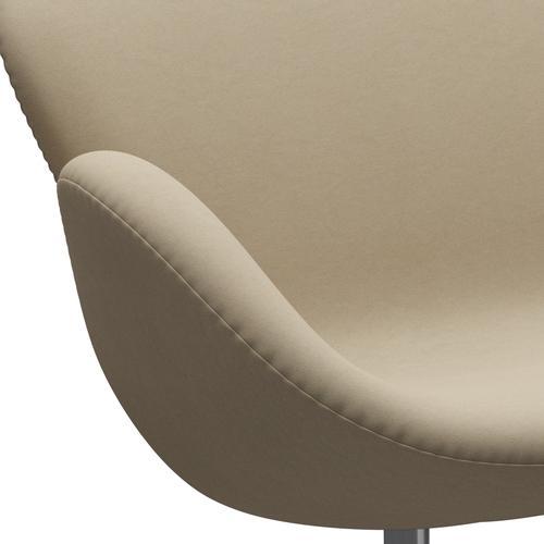 Fritz Hansen Swan Sofa 2 Seater, Satin Brushed Aluminium/Comfort Sand Light (61002)