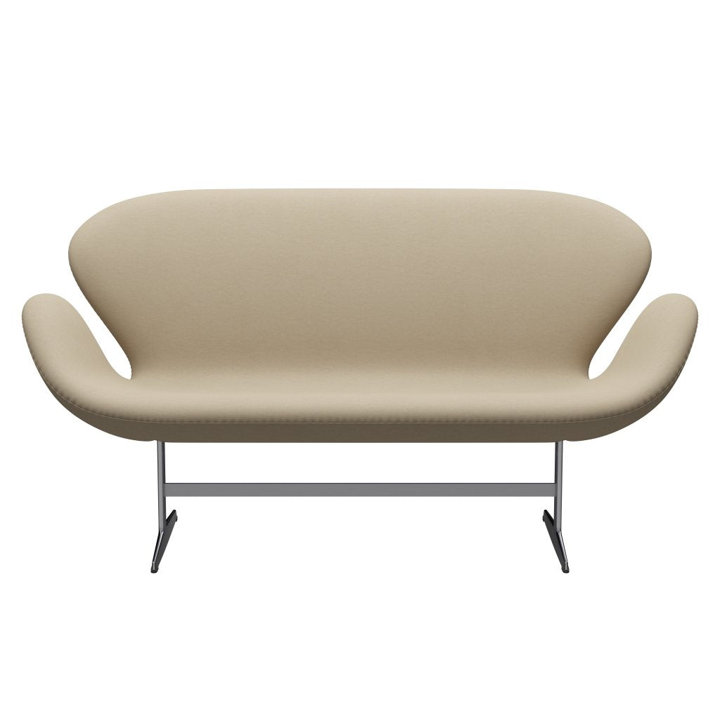 Fritz Hansen Swan divano 2 posti, luce di sabbia in alluminio/comfort di satinia (61002)