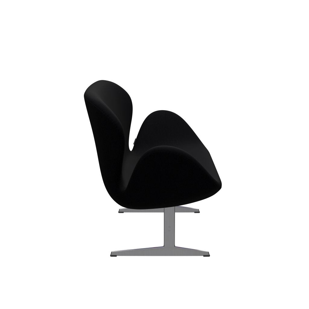 Fritz Hansen Canapé de cygne 2 places, aluminium brossé en satin / confort noir (00050)