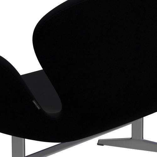 Fritz Hansen Swan divano 2 posti, alluminio spazzolato in raso/comfort nero (00050)