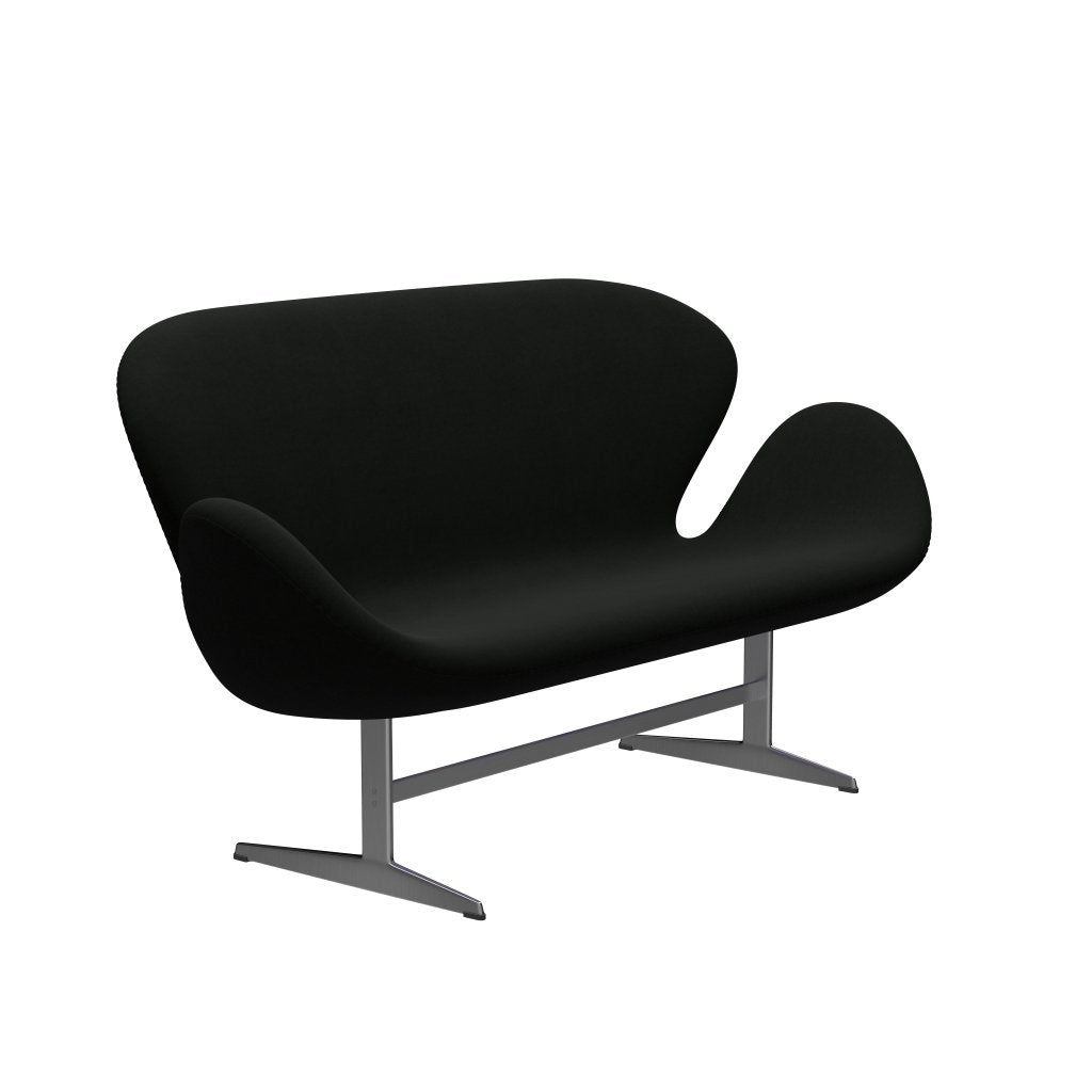 Fritz Hansen Swan Sofa 2 -zits, satijnen geborsteld aluminium/comfort zwart (60009)