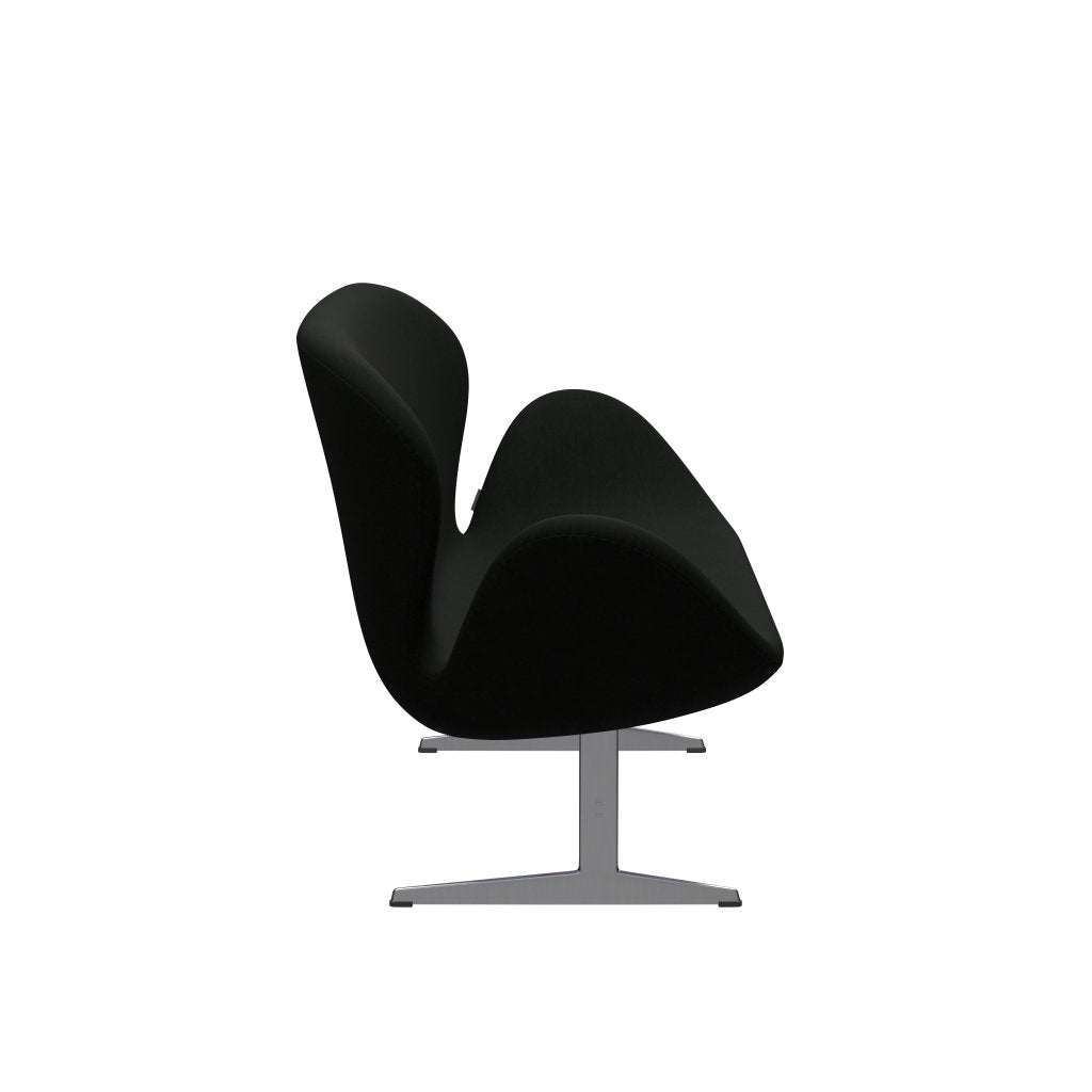 Fritz Hansen Canapé de cygne 2 places, aluminium brossé en satin / confort noir (60009)