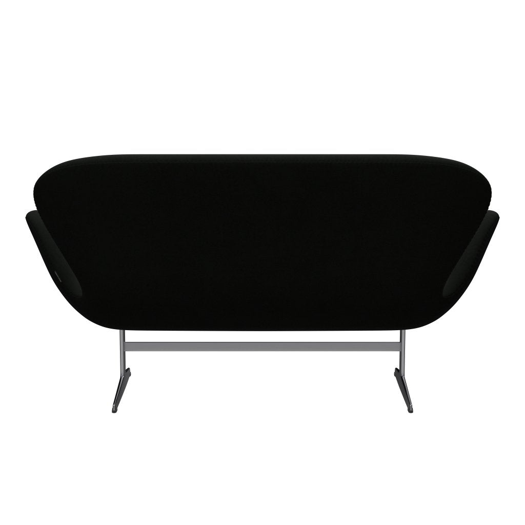 Fritz Hansen Canapé de cygne 2 places, aluminium brossé en satin / confort noir (60009)