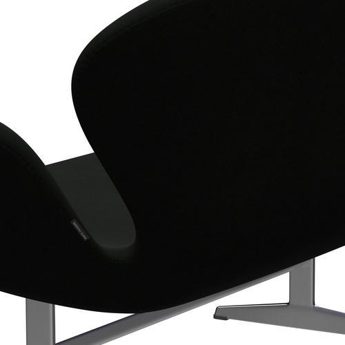 Fritz Hansen Canapé de cygne 2 places, aluminium brossé en satin / confort noir (60009)