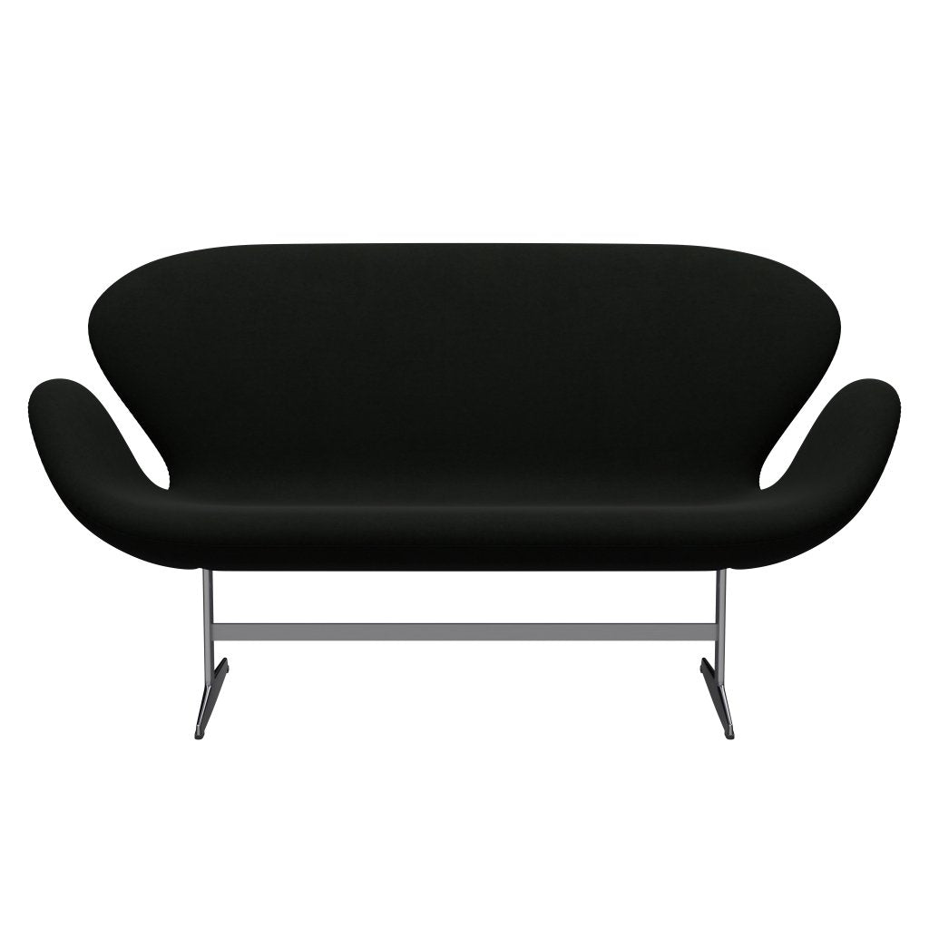 Fritz Hansen Swan divano 2 posti, in alluminio spazzolato in raso/comfort nero (60009)