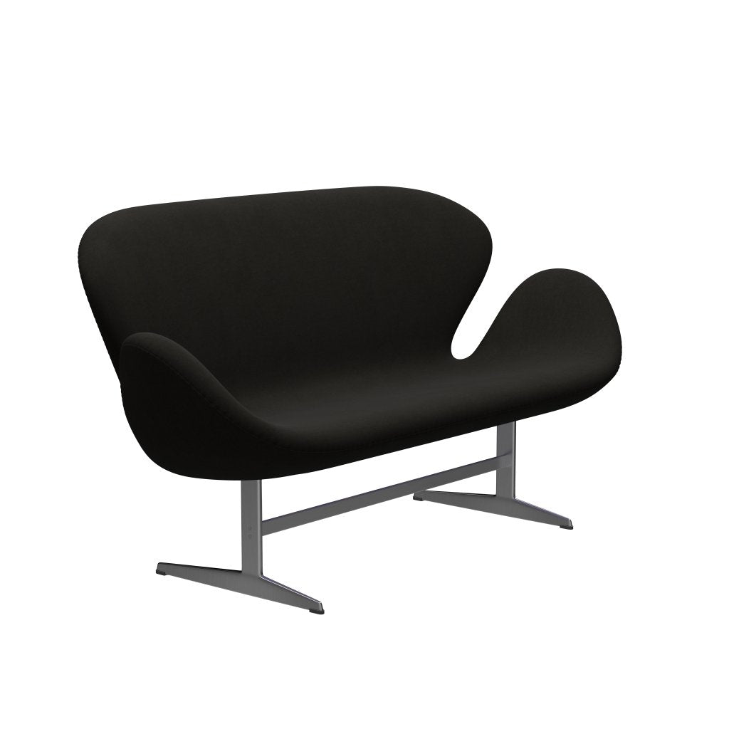 Fritz Hansen Canapé de cygne 2 places, aluminium brossé en satin / confort noir (61013)