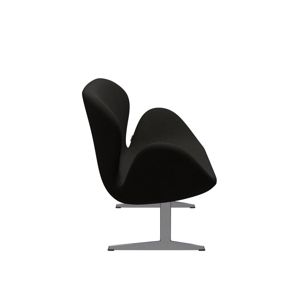 Fritz Hansen Canapé de cygne 2 places, aluminium brossé en satin / confort noir (61013)