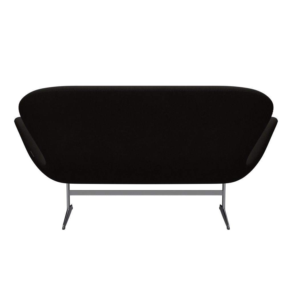 Fritz Hansen Canapé de cygne 2 places, aluminium brossé en satin / confort noir (61013)