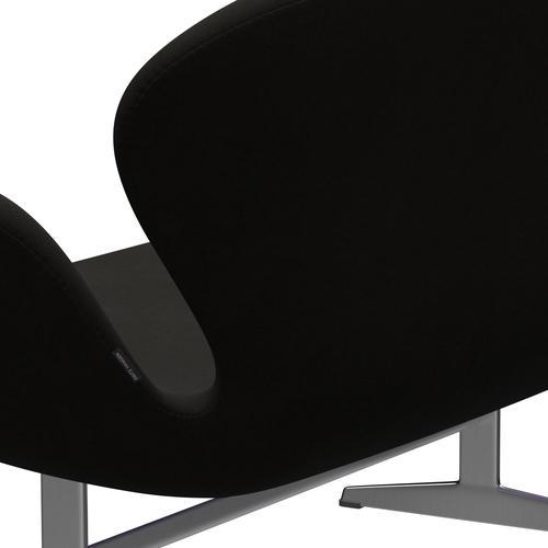 Fritz Hansen Canapé de cygne 2 places, aluminium brossé en satin / confort noir (61013)