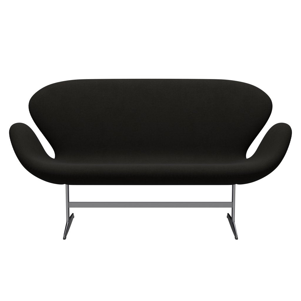 Fritz Hansen Swan divano 2 posti, in alluminio spazzolato in raso/comfort nero (61013)