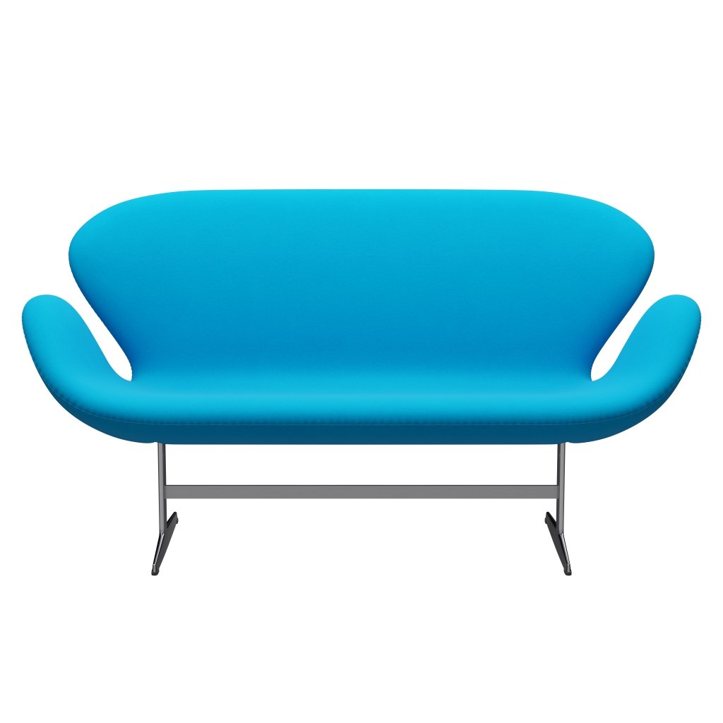 Fritz Hansen Canapé de cygne 2 places, turquoise en aluminium / confort brossé en satin (67001)