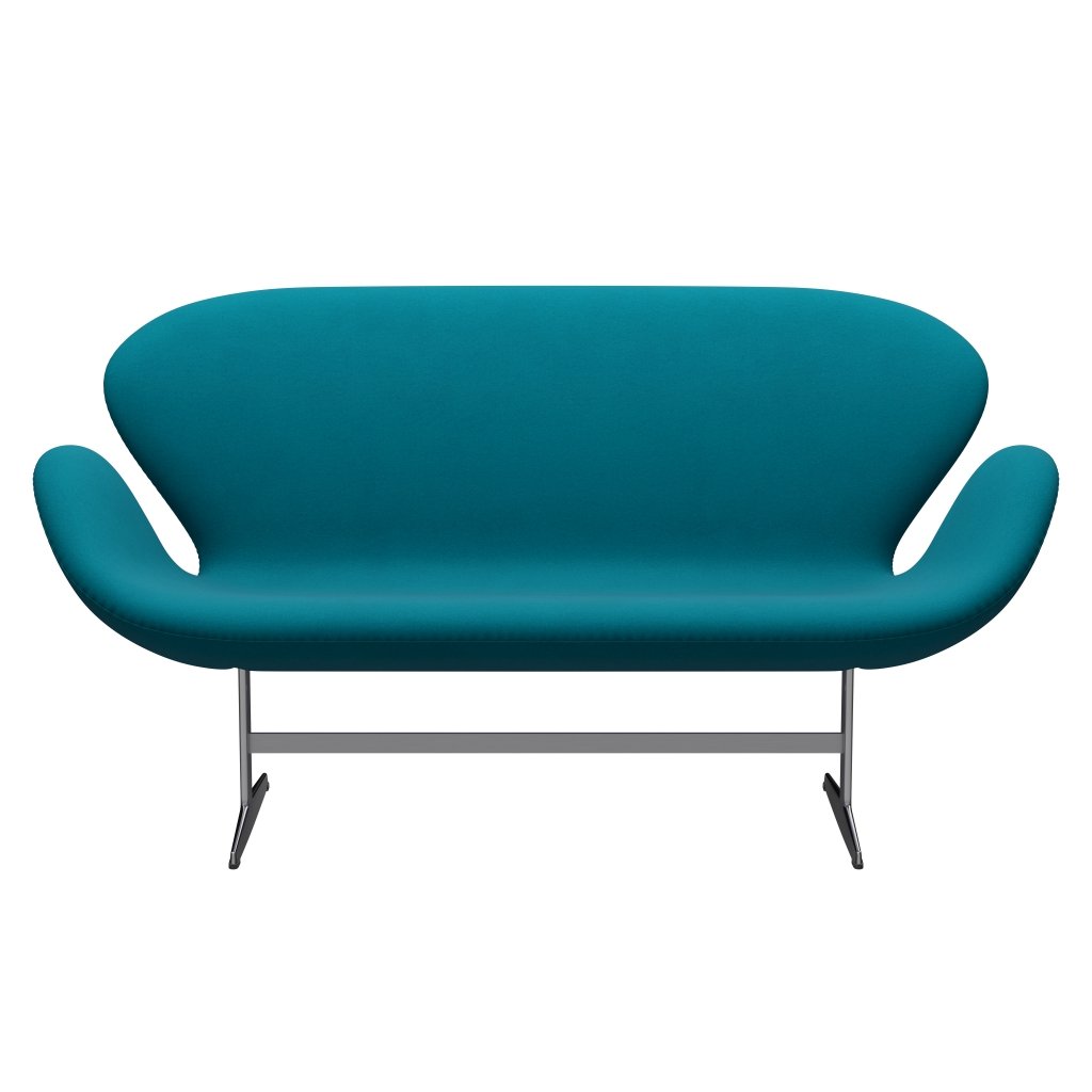 Fritz Hansen Canapé de cygne 2 places, turquoise en aluminium / confort brossé en satin (67002)