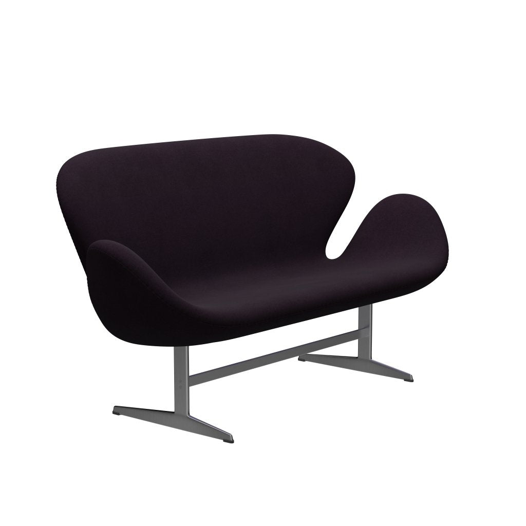 Fritz Hansen Swan Sofa 2 Seater, Satin Brushed Aluminium/Divina Aubergine (376)