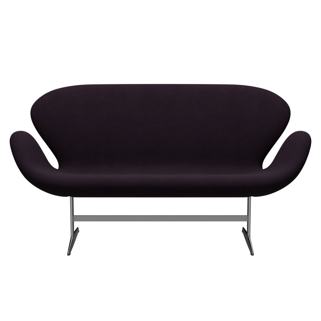 Fritz Hansen Swan Sofa 2 Seater, Satin Brushed Aluminium/Divina Aubergine (376)