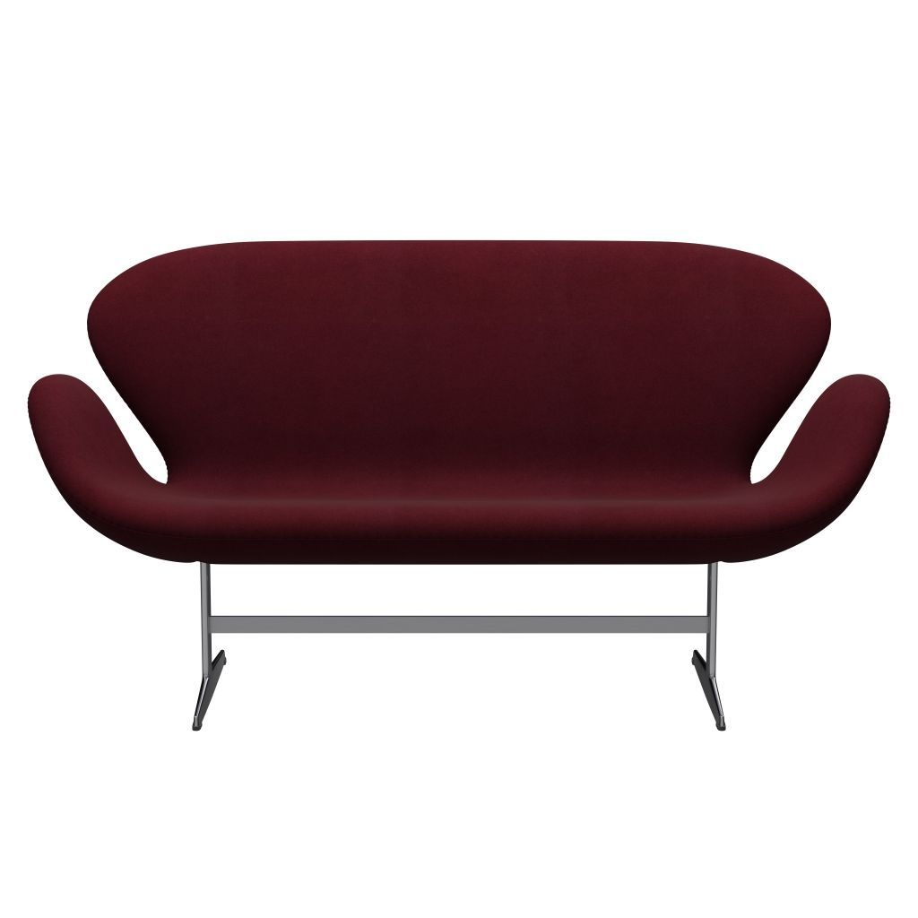 Fritz Hansen Swan Sofa 2 -sæder, satin børstet aluminium/Divina Aubergine (671)