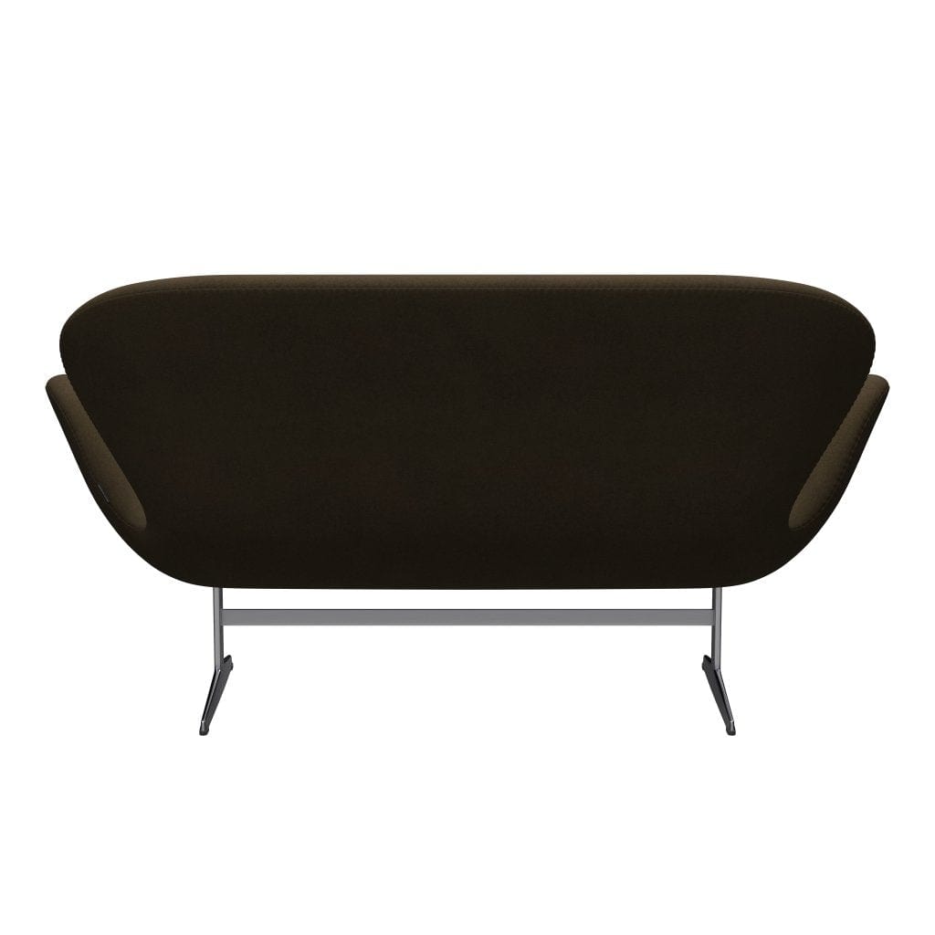 Fritz Hansen Swan Sofa 2-Sitzer, Satiniertes gebürstetes Aluminium/Divina Braun (984)