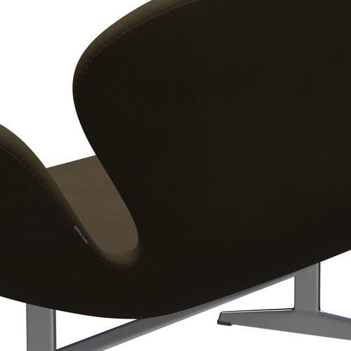 Fritz Hansen Swan Sofa 2-Sitzer, Satiniertes gebürstetes Aluminium/Divina Braun (984)