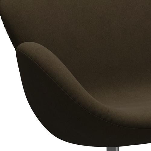 Fritz Hansen Swan Sofa 2-Sitzer, Satiniertes gebürstetes Aluminium/Divina Braun (984)