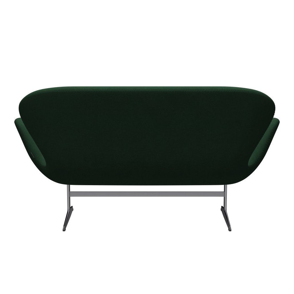 Fritz Hansen Swan Sofa 2-Sitzer, Satiniertes gebürstetes Aluminium/Divina Dunkelgrün (876)