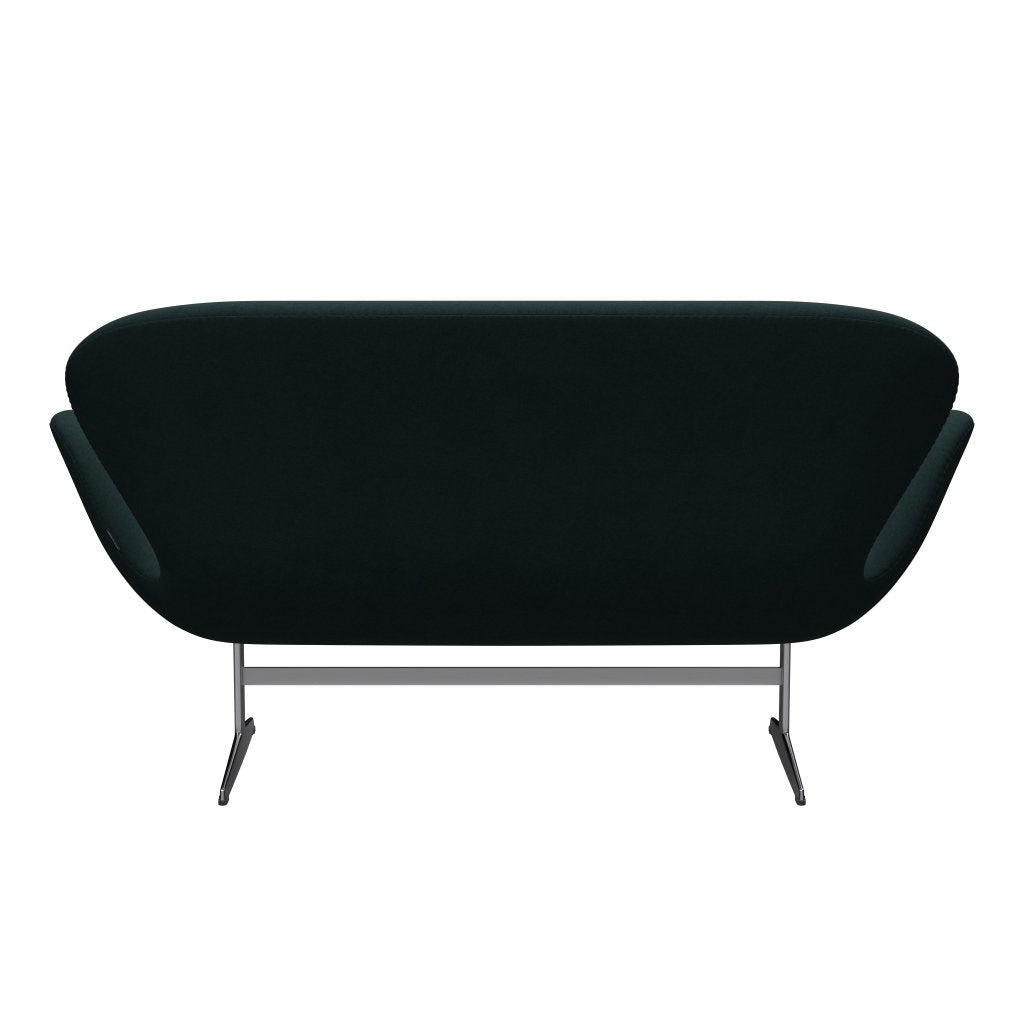 Fritz Hansen Swan Sofa 2-Sitzer, Satiniertes gebürstetes Aluminium/Divina Dunkelgrün (886)