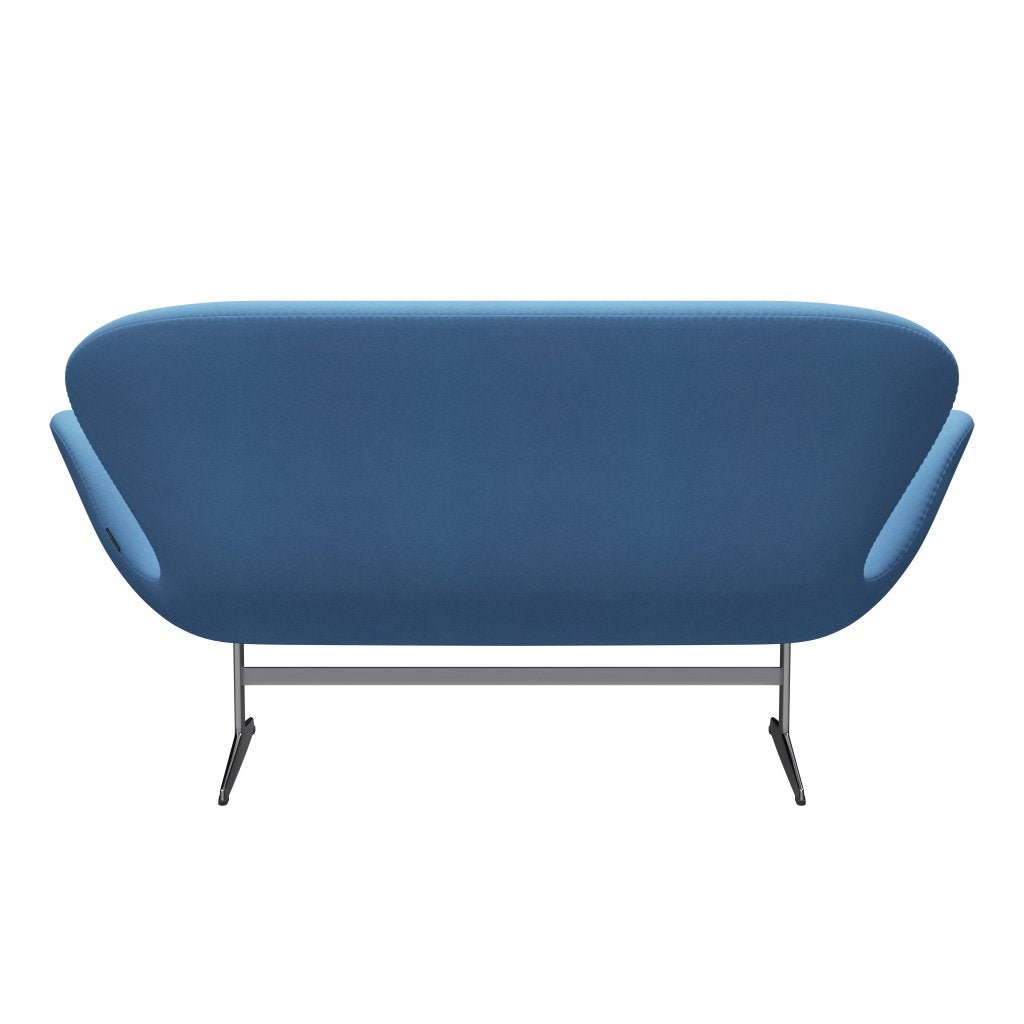 Fritz Hansen Swan Sofa 2-Sitzer, Satiniertes gebürstetes Aluminium/Divina Hellblau (712)