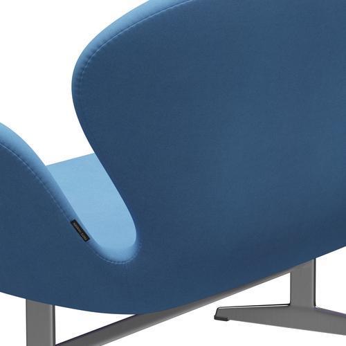 Fritz Hansen Swan Sofa 2 -zits, satijnborstig aluminium/divina lichtblauw (712)