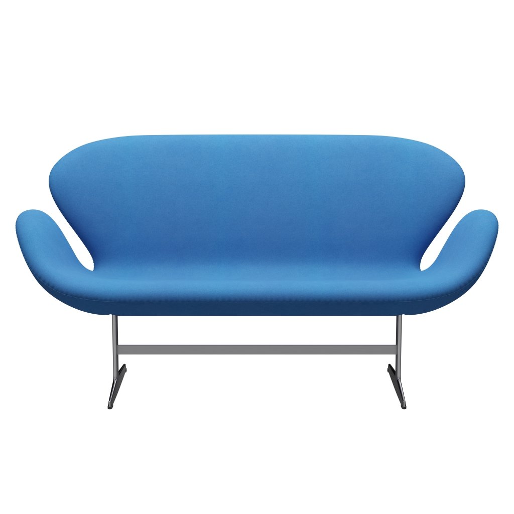 Fritz Hansen Canapé de cygne 2 places, aluminium brossé en satin / divina bleu clair (742)