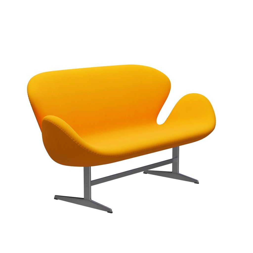 Fritz Hansen Swan Sofa 2 Seater, Satin børstet aluminium/Divina Orange (426)