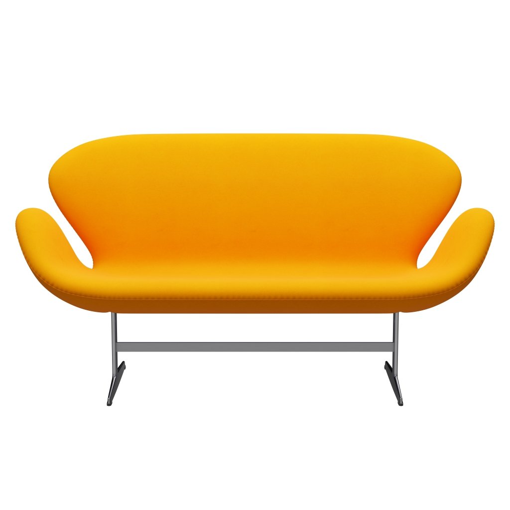 Fritz Hansen Swan Sofa 2 Seater, Satin børstet aluminium/Divina Orange (426)