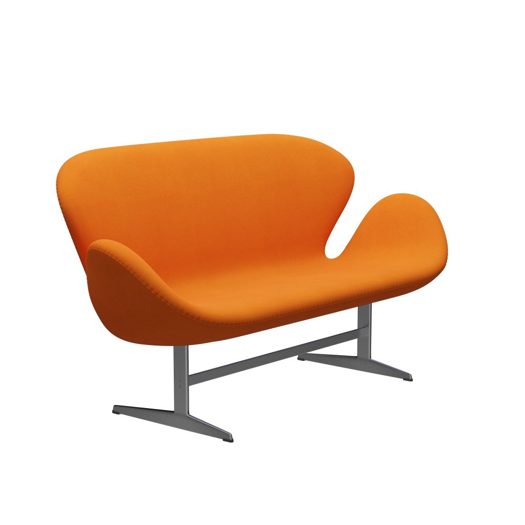 Fritz Hansen Swan Sofa 2 Seater, Satin børstet aluminium/Divina Orange (444)