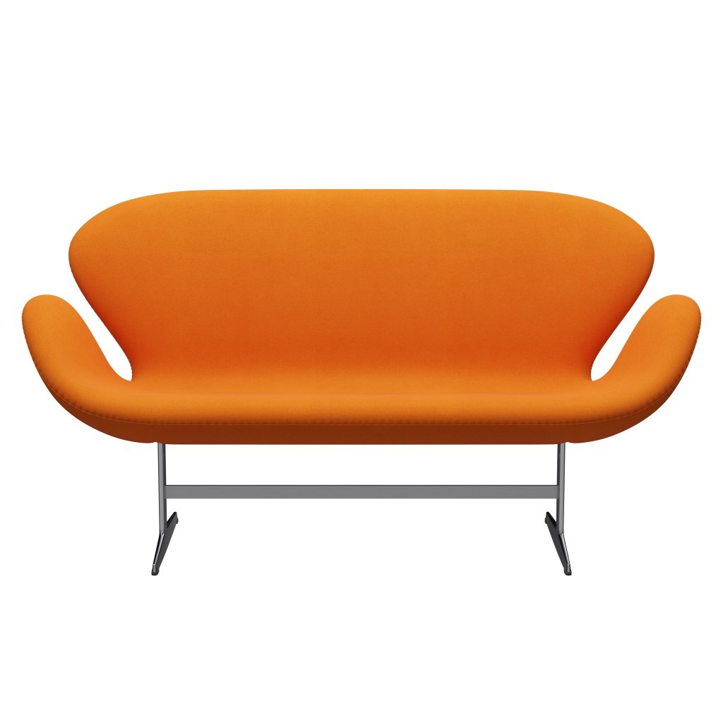 Fritz Hansen Swan Sofa 2 Seater, Satin børstet aluminium/Divina Orange (444)