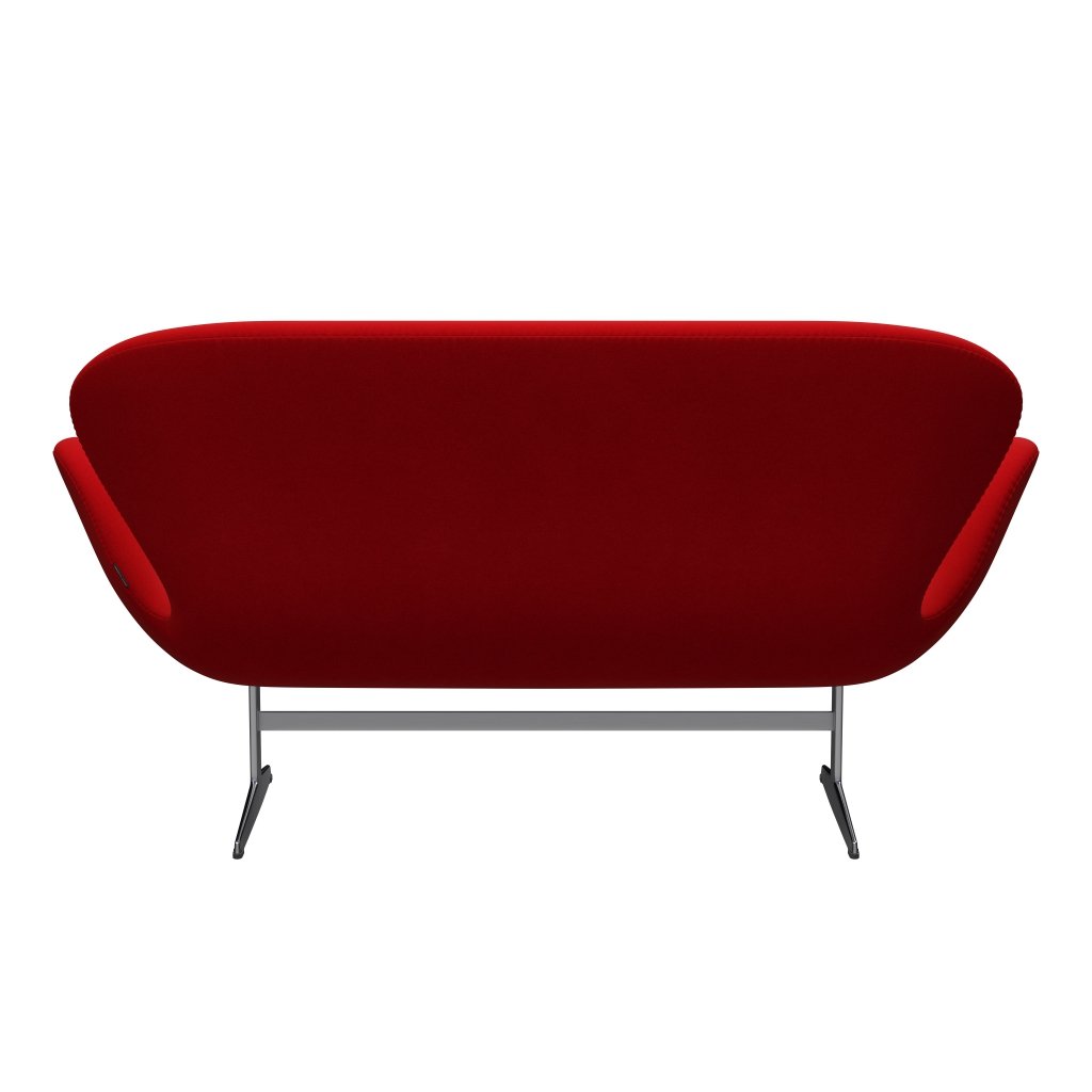 Fritz Hansen Swan Sofa 2-Sitzer, Satiniertes gebürstetes Aluminium/Divina Rot (623)