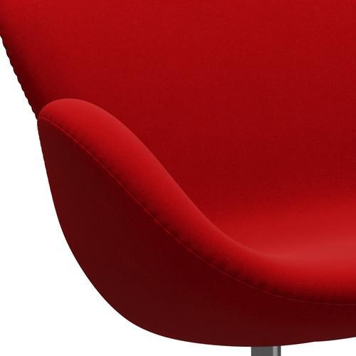 Fritz Hansen Swan Sofá 2 plazas, aluminio cepillado por satén/Divina Rojo (623)